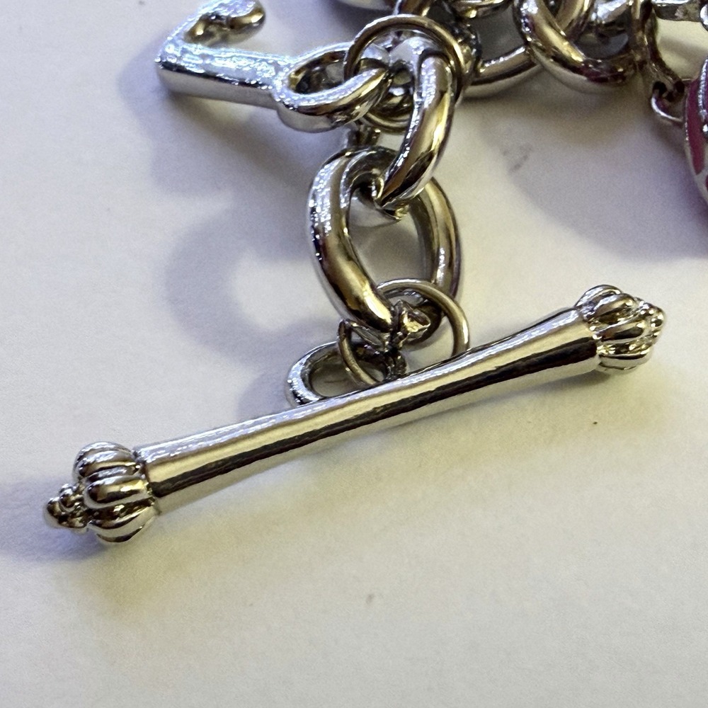 Rare! Limited Edition Juicy Couture Silver Charm Bracelet Purse Crystal 2008 Y2K - Picture 10 of 13
